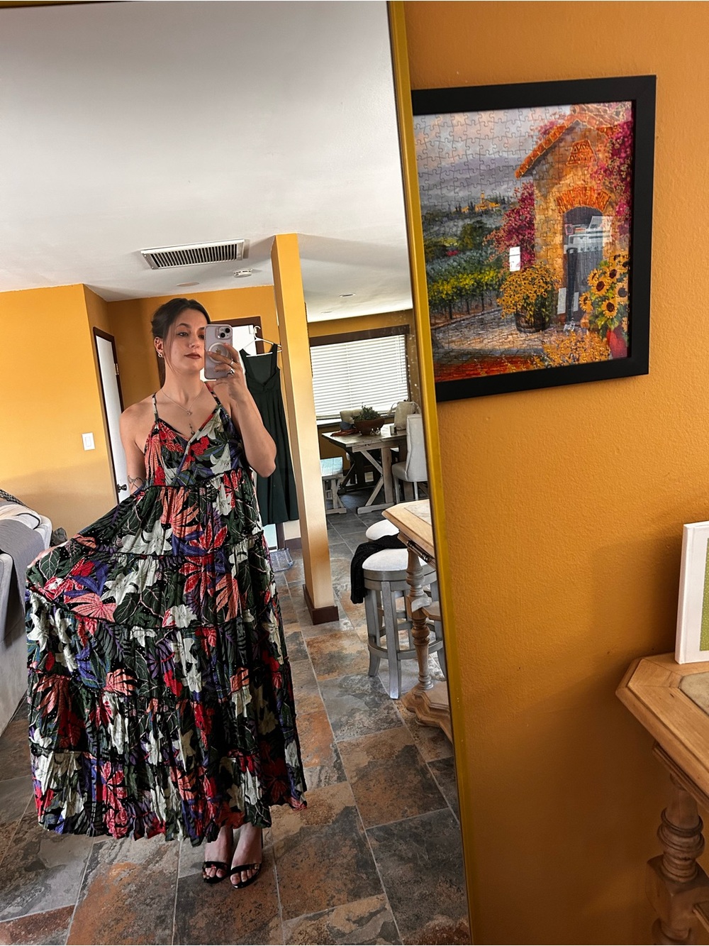 Angie Small Boho Floral Rayan Maxi Dress Made in India Flowing Long Dress